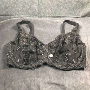 Soma Sensuous Lace Unlined Black Embroidered Underwire 38DDD Bra